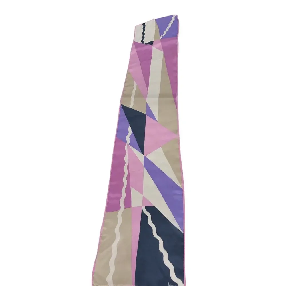 Authentic Vintage Vera Rectangular Silk Purple Pink Silk Scarf